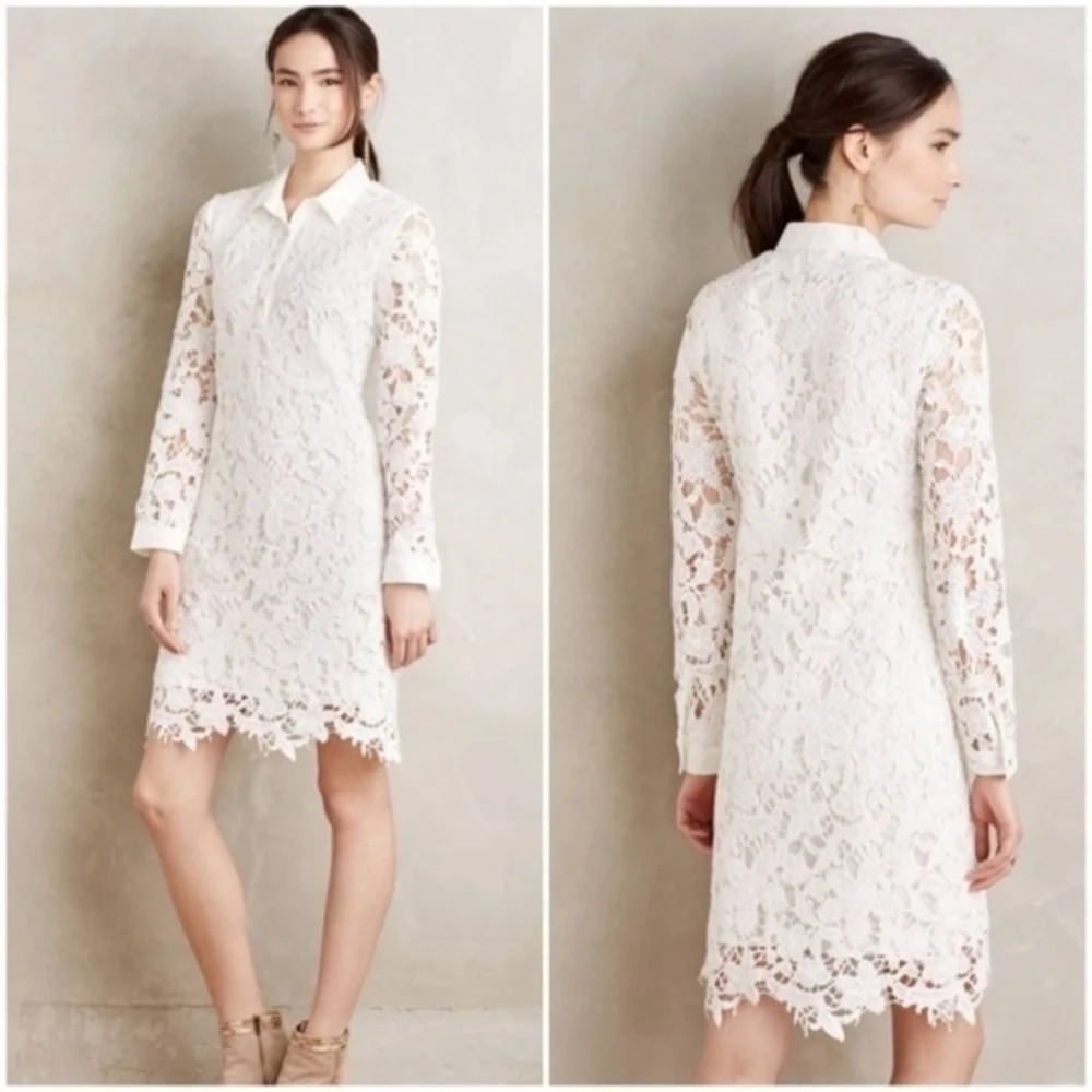 Anthropologie Maeve Adah Lace Shirt Dress XSP